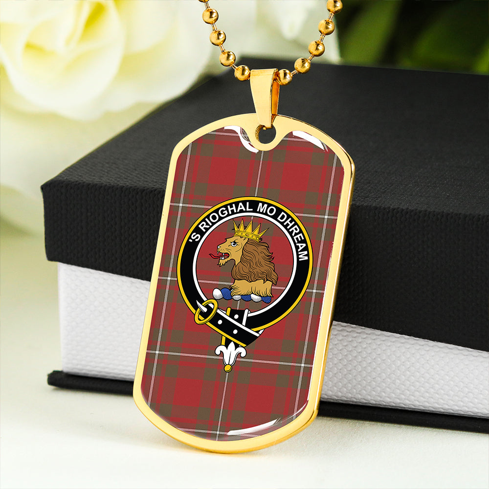 MacGregor (Gregor) Weathered Clan Badge Classic Tartan Dog Tag Necklace