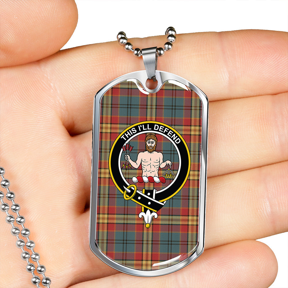 MacGurk Weathered Clan Badge Classic Tartan Dog Tag Necklace