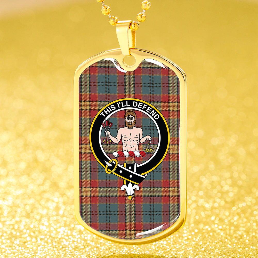 MacGurk Weathered Clan Badge Classic Tartan Dog Tag Necklace