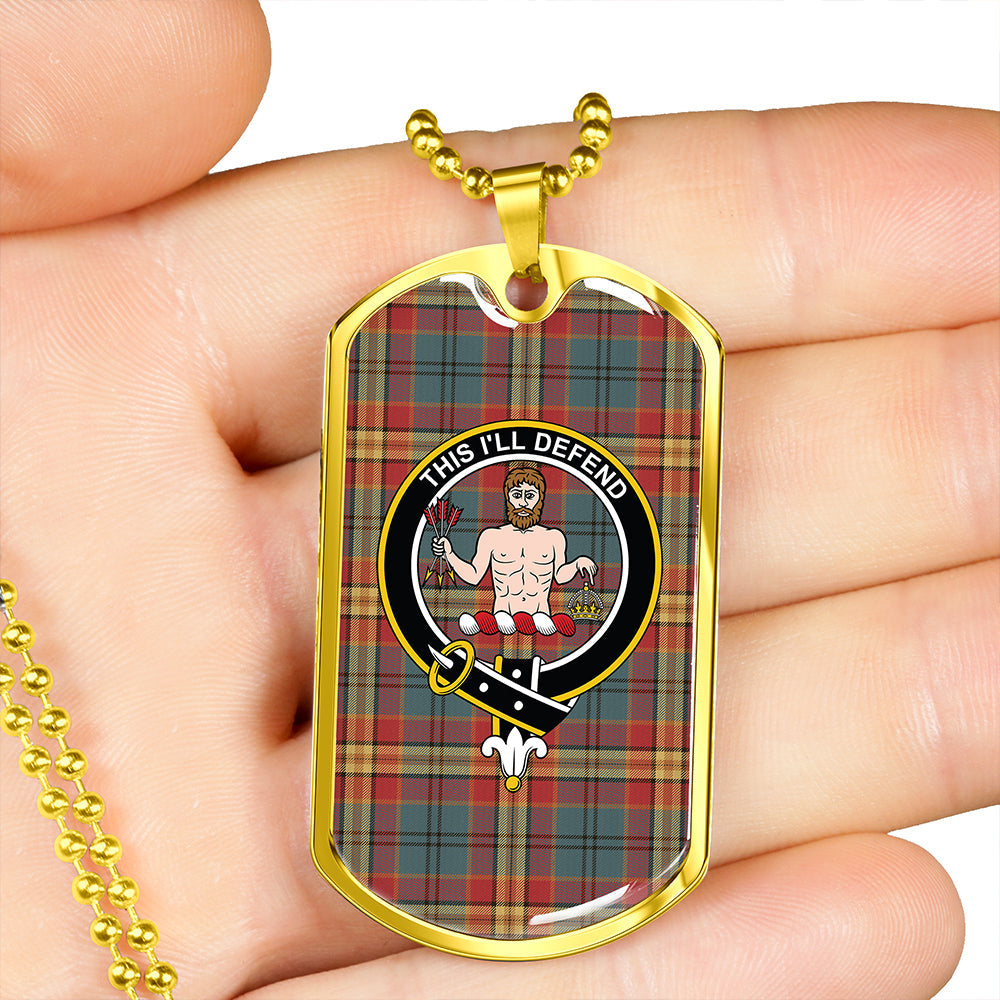MacGurk Weathered Clan Badge Classic Tartan Dog Tag Necklace