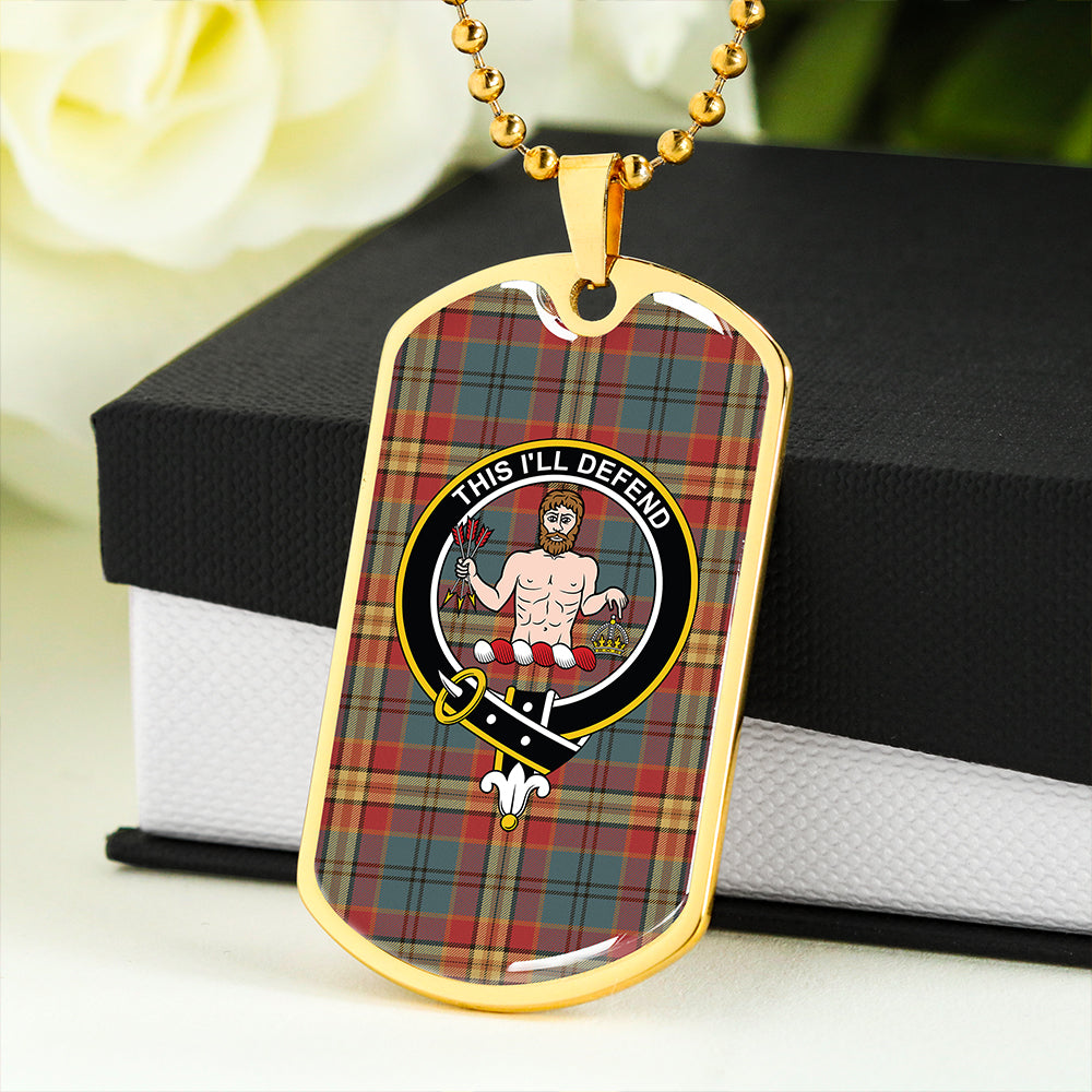 MacGurk Weathered Clan Badge Classic Tartan Dog Tag Necklace