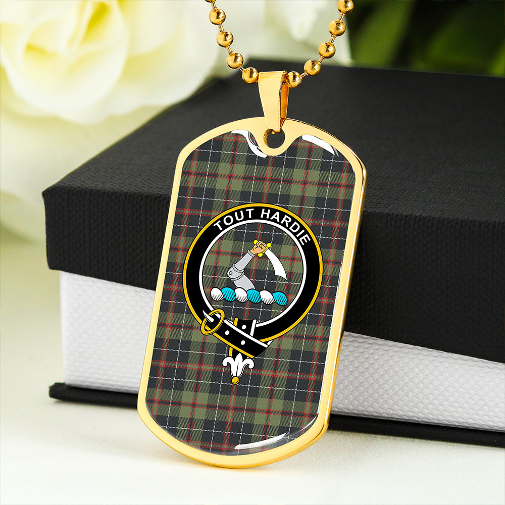 MacHardy Black Weathered Clan Badge Classic Tartan Dog Tag Necklace
