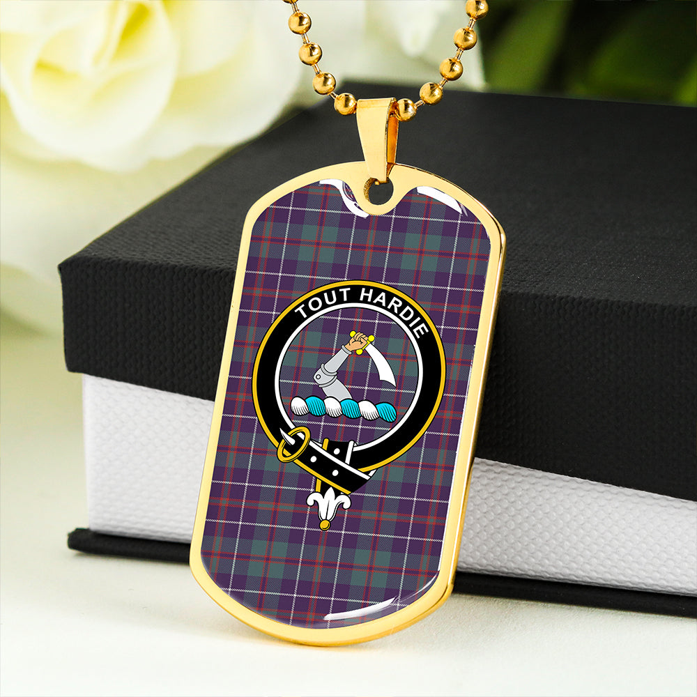 MacHardy Weathered Clan Badge Classic Tartan Dog Tag Necklace