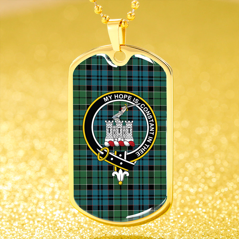 MacIsaac Ancient Clan Badge Classic Tartan Dog Tag Necklace