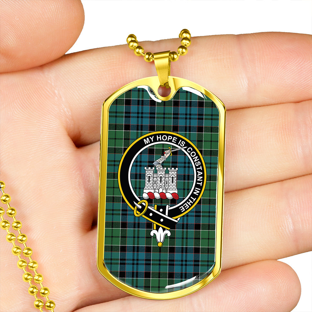 MacIsaac Ancient Clan Badge Classic Tartan Dog Tag Necklace