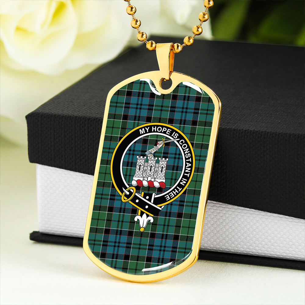 MacIsaac Ancient Clan Badge Classic Tartan Dog Tag Necklace