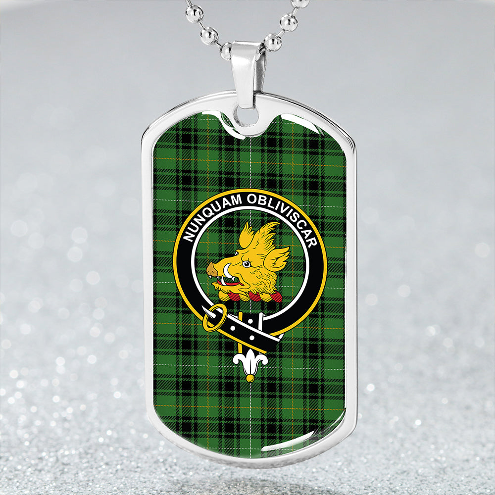 MacIver Hunting Ancient Clan Badge Classic Tartan Dog Tag Necklace