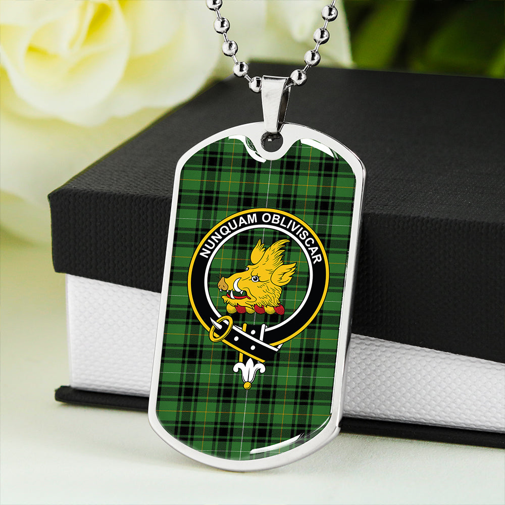 MacIver Hunting Ancient Clan Badge Classic Tartan Dog Tag Necklace