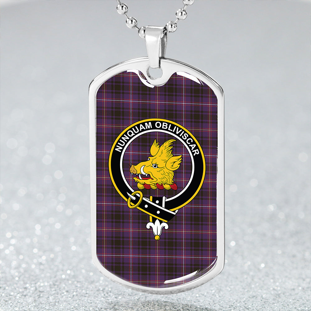 MacIver of Strome Weathered Clan Badge Classic Tartan Dog Tag Necklace