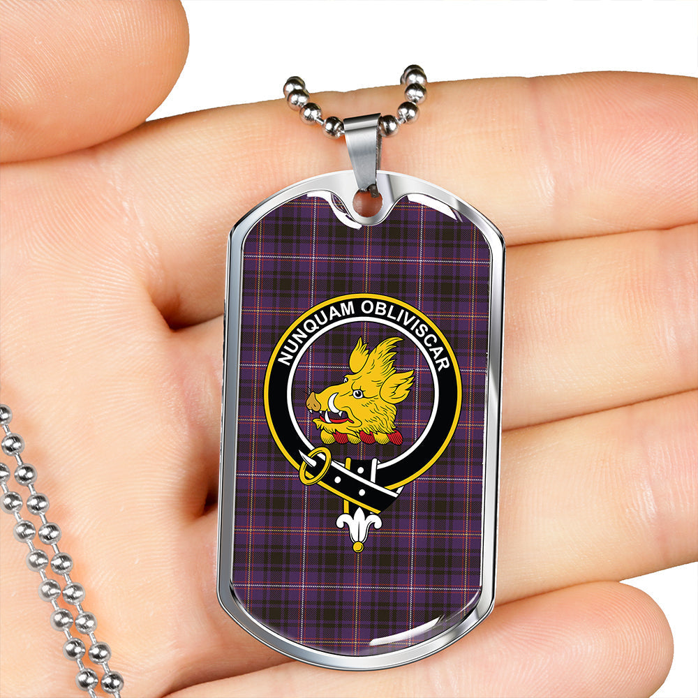 MacIver of Strome Weathered Clan Badge Classic Tartan Dog Tag Necklace