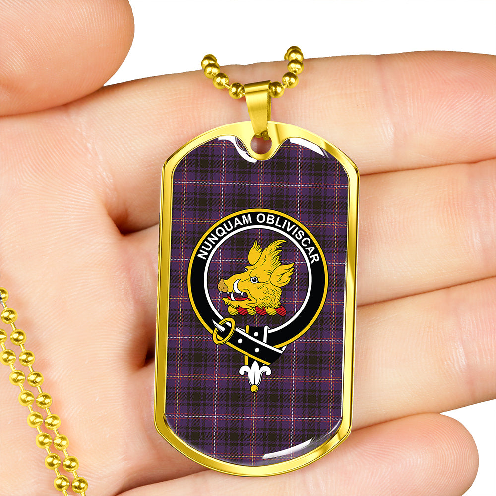 MacIver of Strome Weathered Clan Badge Classic Tartan Dog Tag Necklace