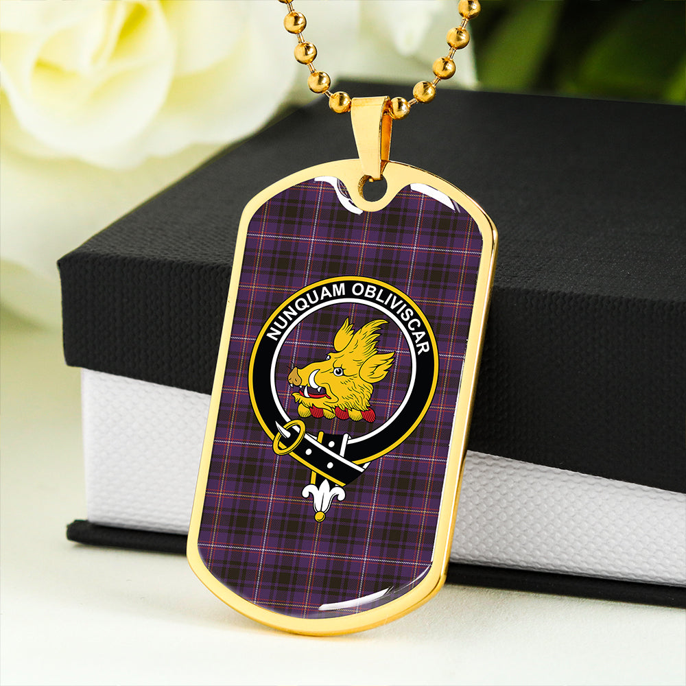 MacIver of Strome Weathered Clan Badge Classic Tartan Dog Tag Necklace