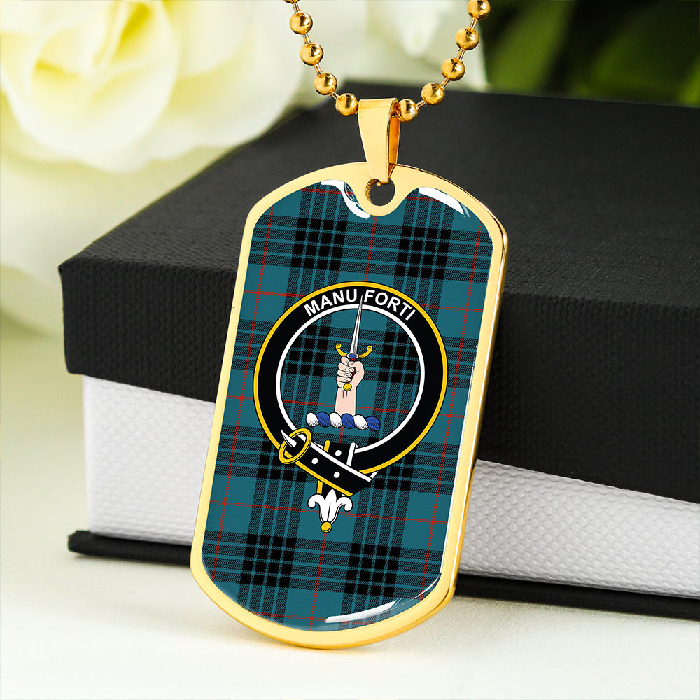 MacKay Blue (Vestiarium Scoticum) Ancient Clan Badge Classic Tartan Dog Tag Necklace