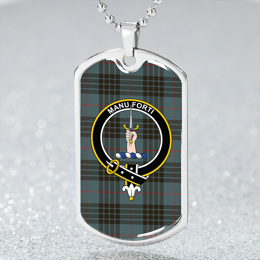 MacKay Blue (Vestiarium Scoticum) Weathered Clan Badge Classic Tartan Dog Tag Necklace