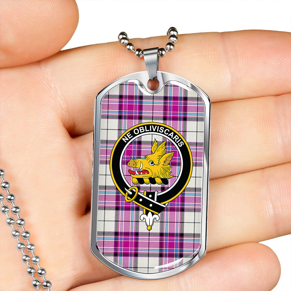 MacKellar Dress Cerise Clan Badge Classic Tartan Dog Tag Necklace