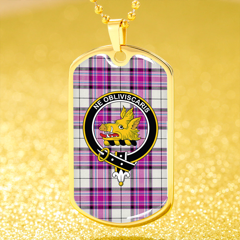 MacKellar Dress Cerise Clan Badge Classic Tartan Dog Tag Necklace