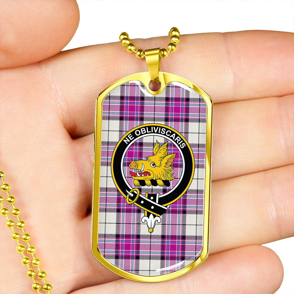 MacKellar Dress Cerise Clan Badge Classic Tartan Dog Tag Necklace