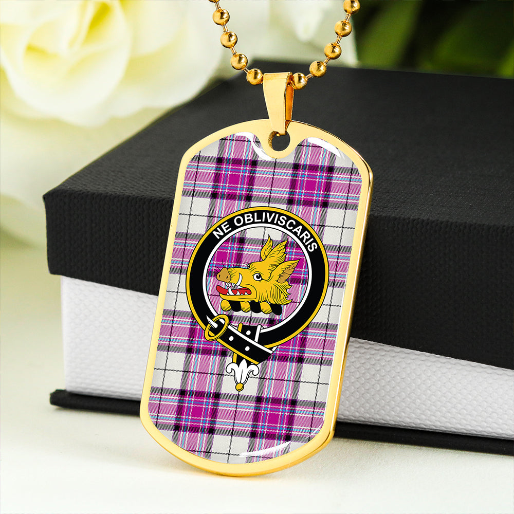 MacKellar Dress Cerise Clan Badge Classic Tartan Dog Tag Necklace