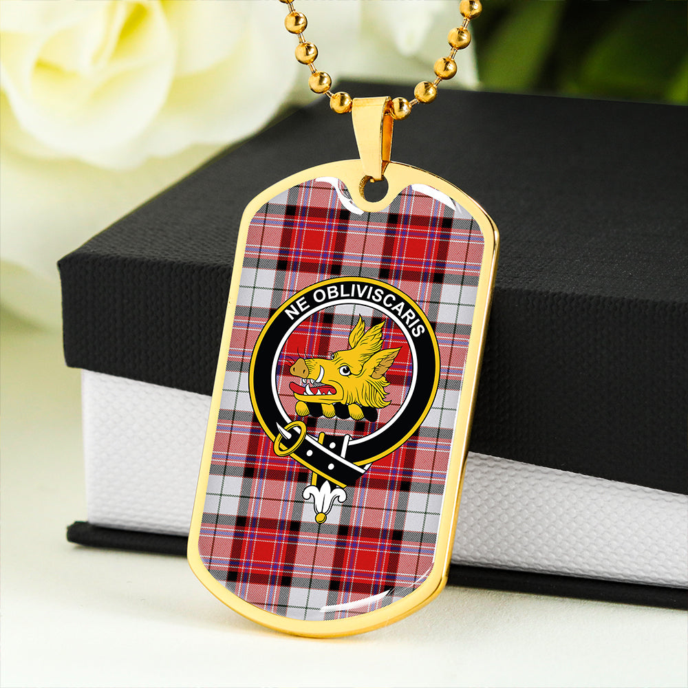 MacKellar Dress Red #2 Modern Clan Badge Classic Tartan Dog Tag Necklace