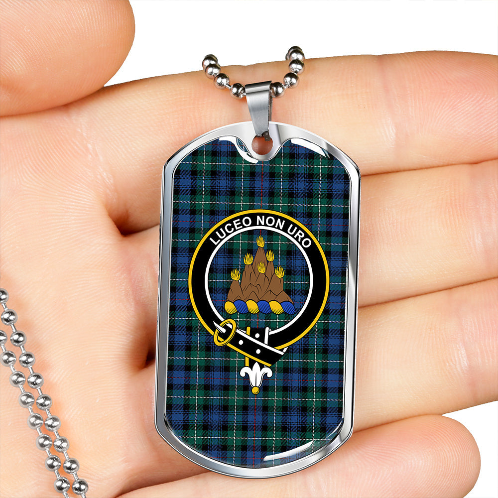 MacKenzie Hunting; Green Modern Clan Badge Classic Tartan Dog Tag Necklace