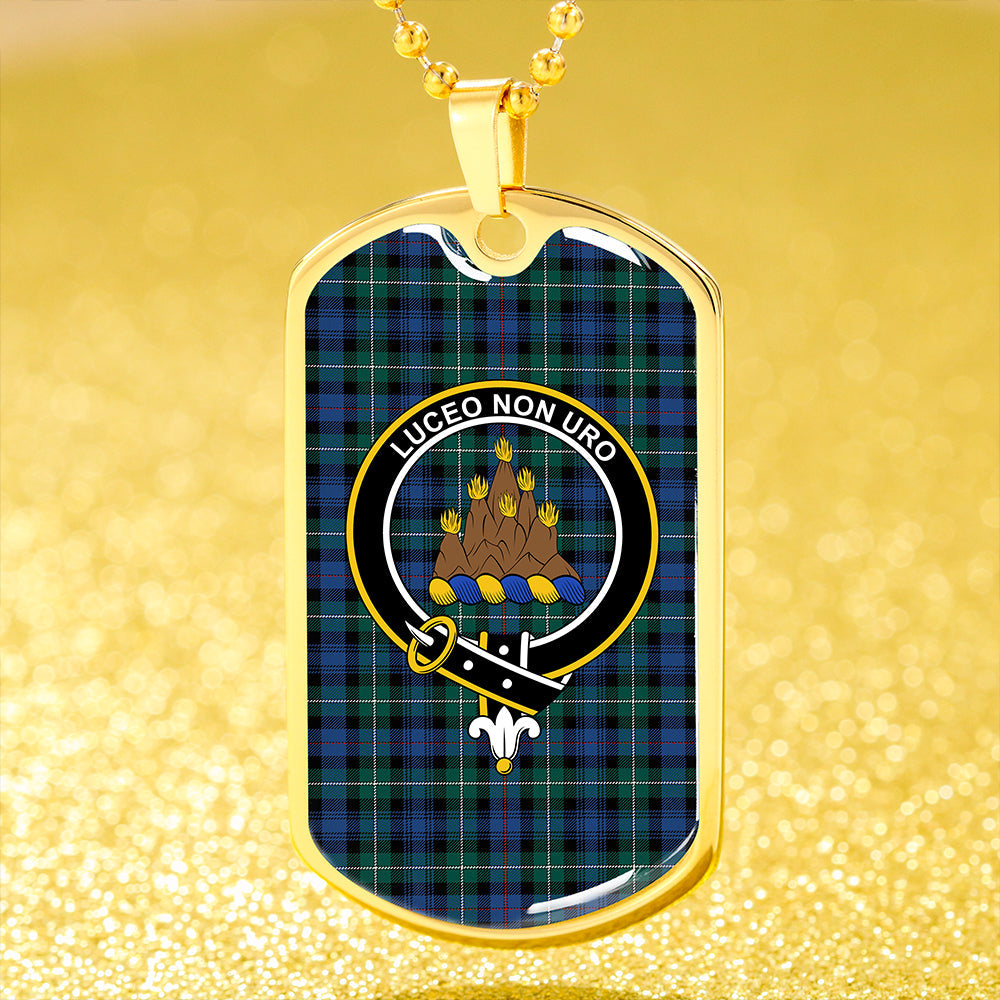 MacKenzie Hunting; Green Modern Clan Badge Classic Tartan Dog Tag Necklace