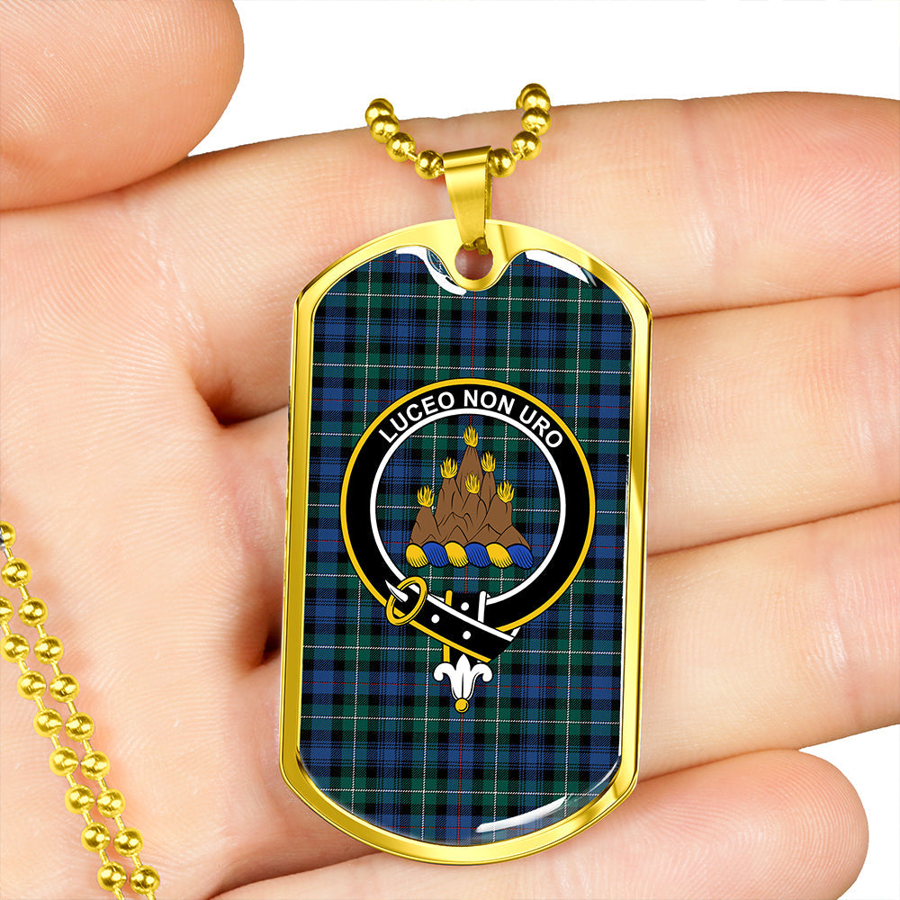 MacKenzie Hunting; Green Modern Clan Badge Classic Tartan Dog Tag Necklace