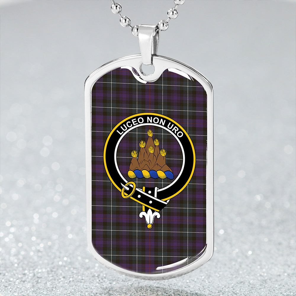 MacKenzie Hunting; Green Weathered Clan Badge Classic Tartan Dog Tag Necklace