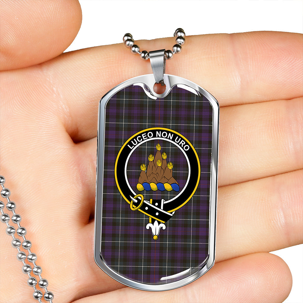 MacKenzie Hunting; Green Weathered Clan Badge Classic Tartan Dog Tag Necklace
