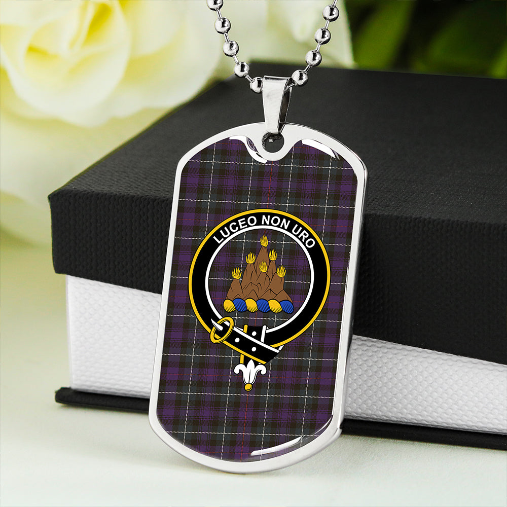MacKenzie Hunting; Green Weathered Clan Badge Classic Tartan Dog Tag Necklace