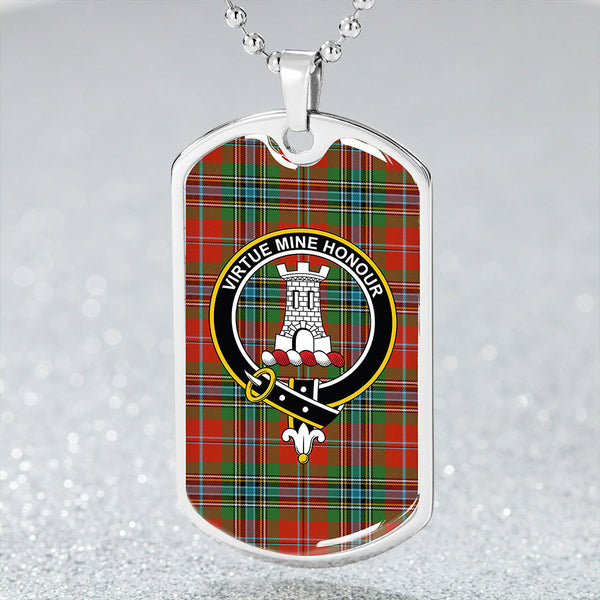 MacLean of Duart Ancient Clan Badge Classic Tartan Dog Tag Necklace