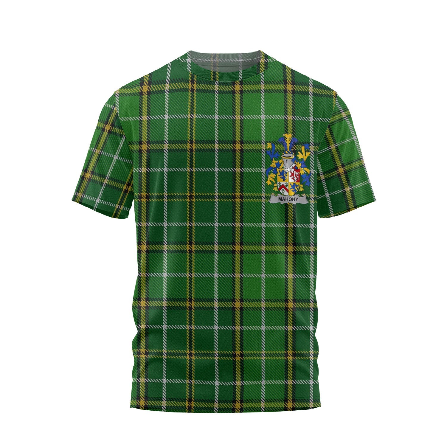 Mahony or O'Mahoney Family T Shirt Irish National Plaid & Crest Style ...