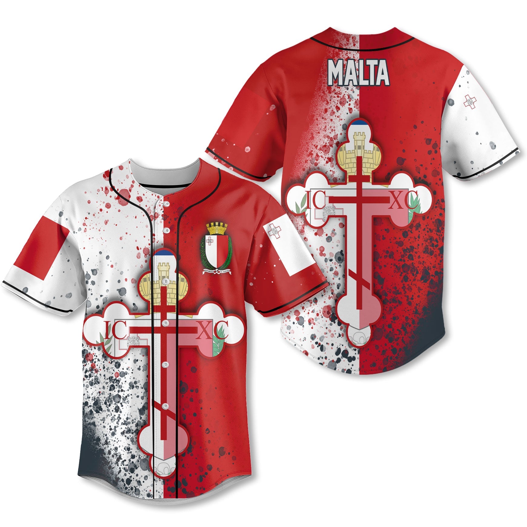 Malta Baseball Jersey Flag & Coat Of Arms Orthodox Style