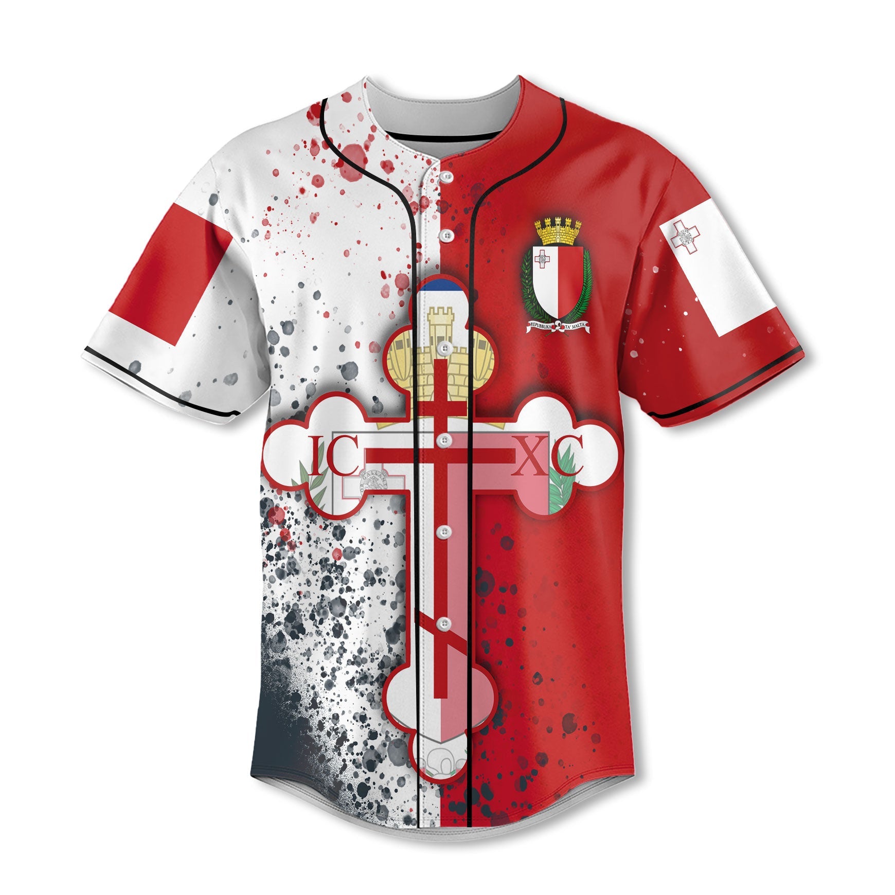 Malta Baseball Jersey Flag & Coat Of Arms Orthodox Style