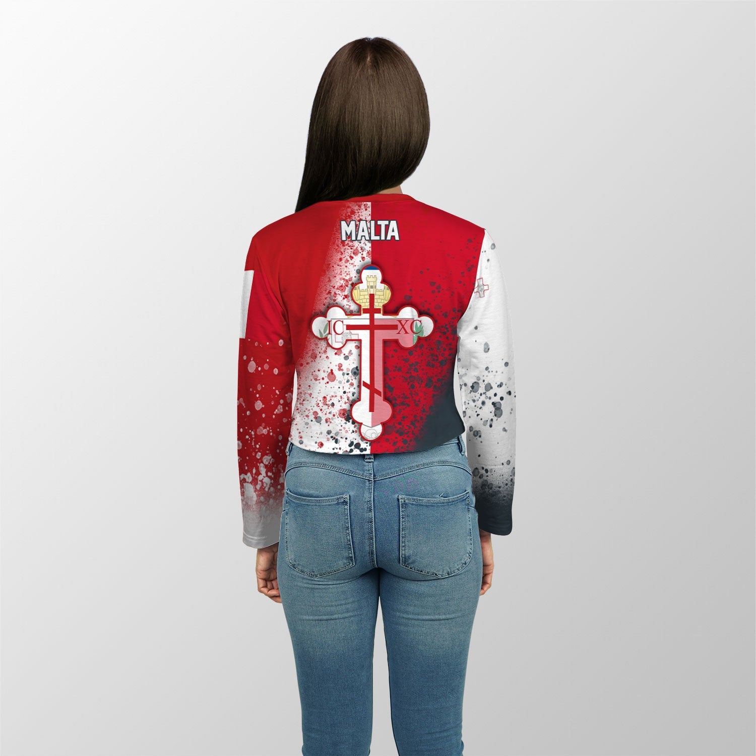 Malta Crop Top Long TShirt Flag & Coat Of Arms Orthodox Style