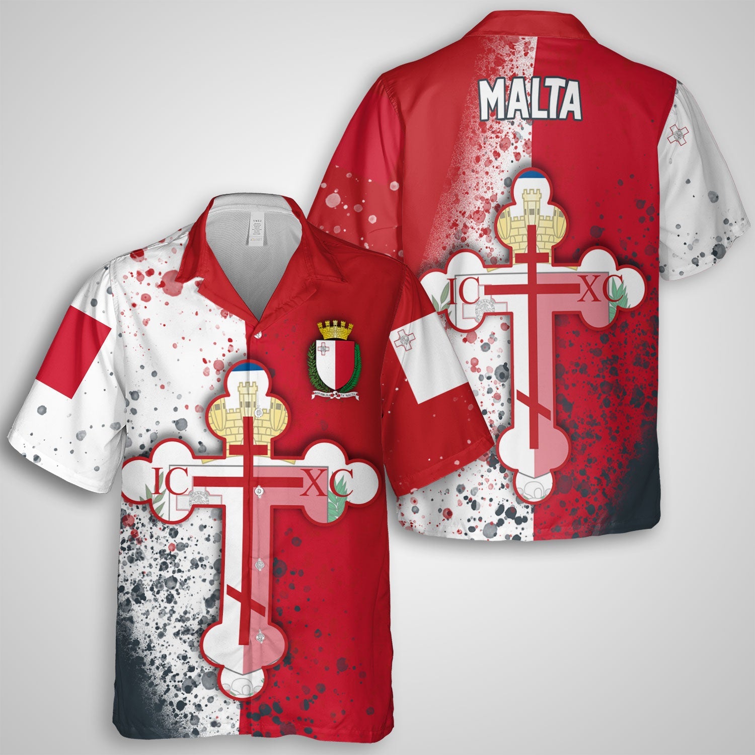 Malta Hawaiian Shirt Flag & Coat Of Arms Orthodox Style