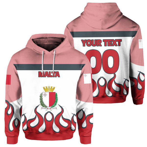 Malta Hoodie Flag & Coat Of Arms Fire Hockey Style