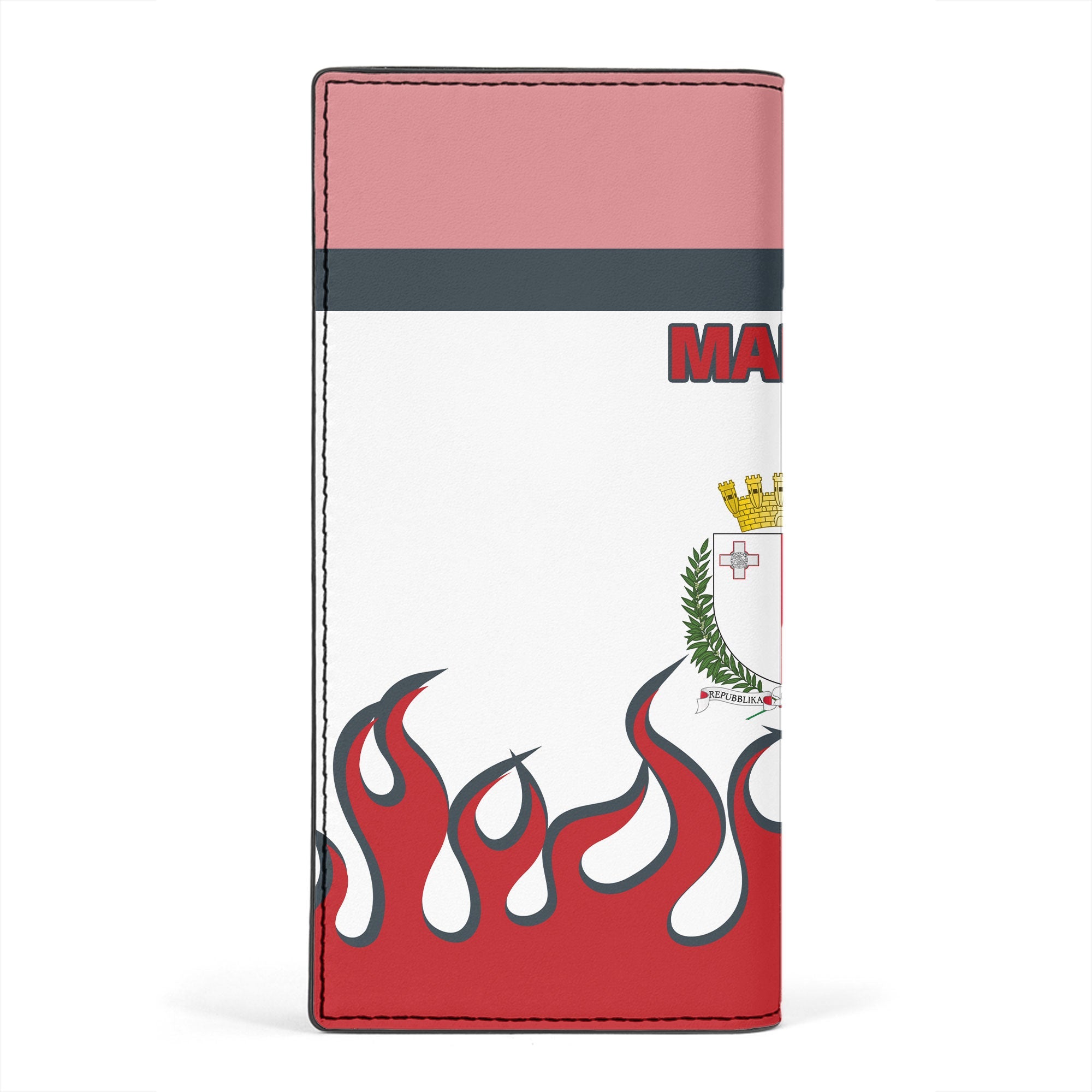 Malta Leather Wallet Flag & Coat Of Arms Fire Hockey Style