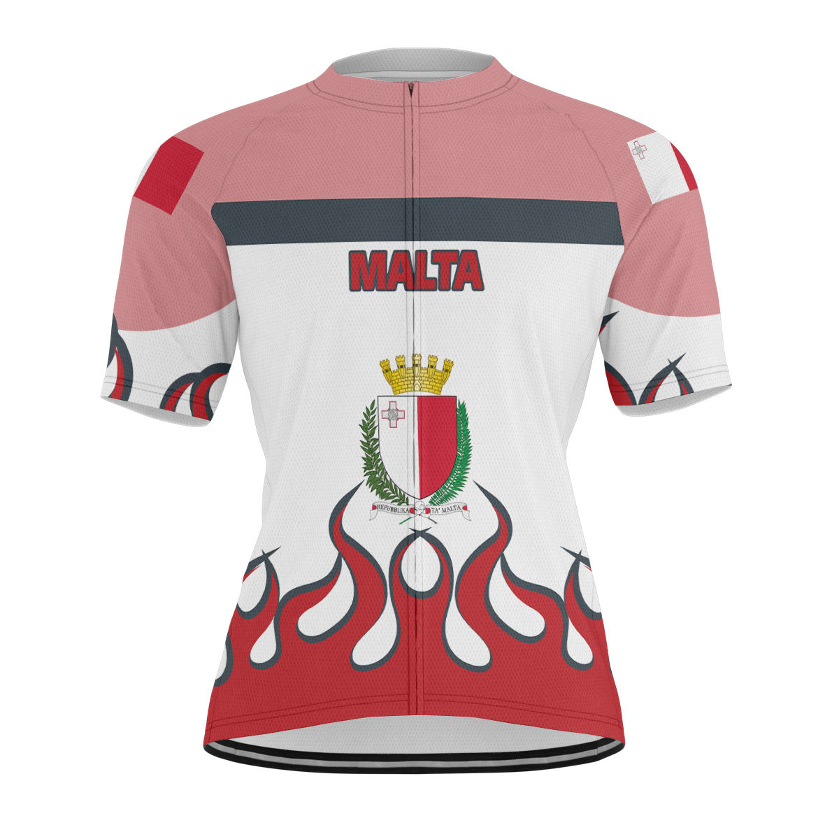 Malta Men's Cycling Jersey Flag & Coat Of Arms Fire Hockey Style