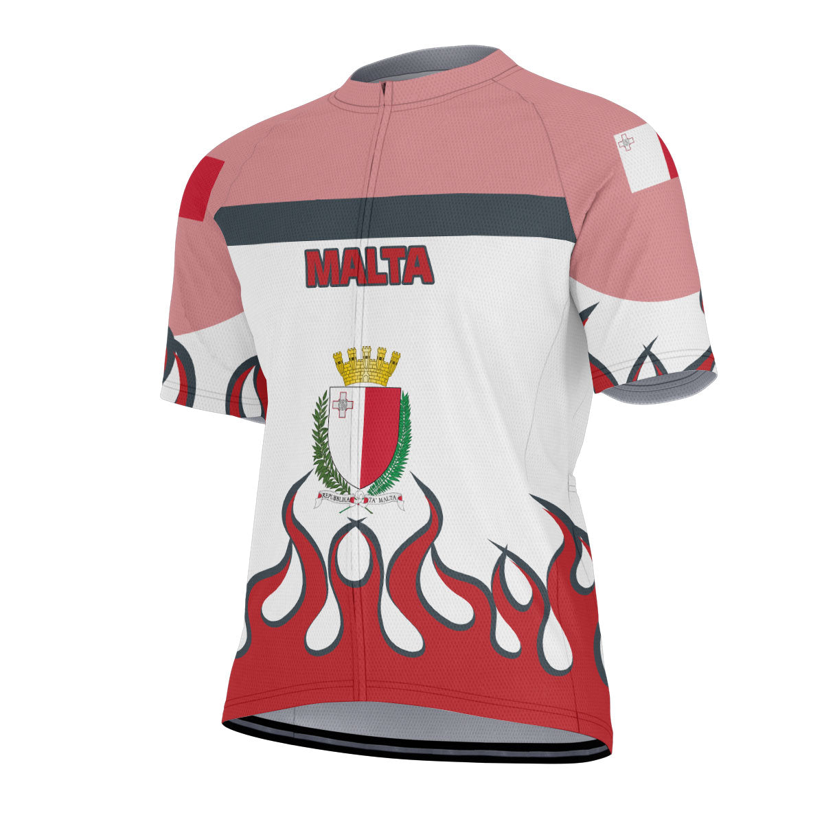 Malta Men's Cycling Jersey Flag & Coat Of Arms Fire Hockey Style