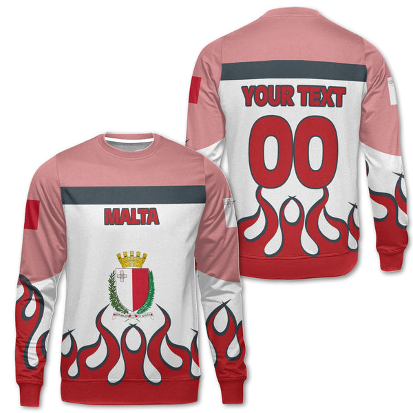 Malta Sweatshirt Flag & Coat Of Arms Fire Hockey Style