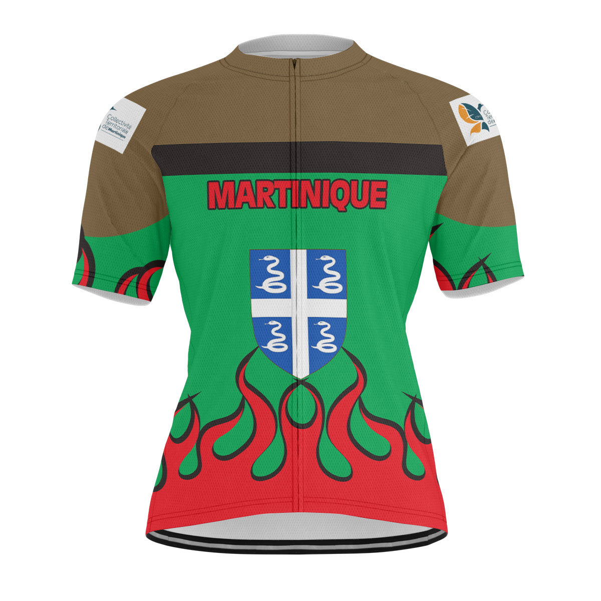 Martinique Men's Cycling Jersey Flag & Coat Of Arms Fire Hockey Style