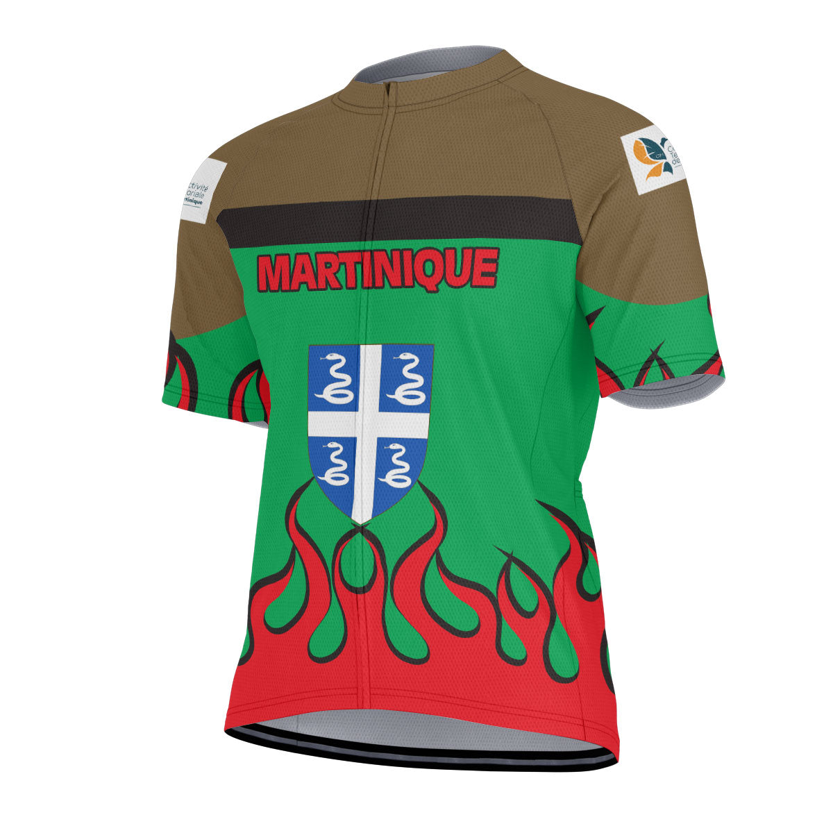 Martinique Men's Cycling Jersey Flag & Coat Of Arms Fire Hockey Style