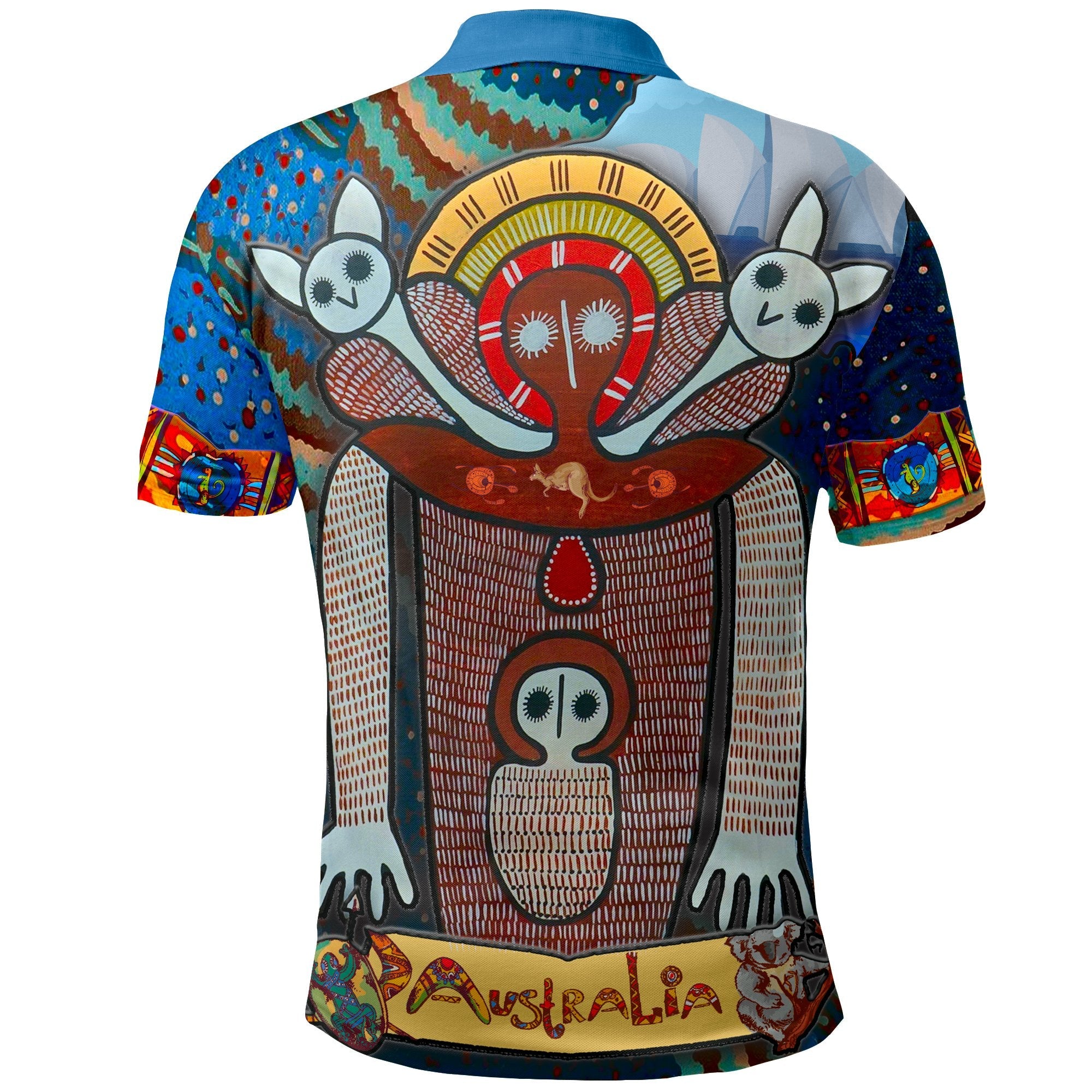 Aboriginal Polo - Wandjina PBlue Collar Australian Aboriginal Mythology My Australia Polo Shirt