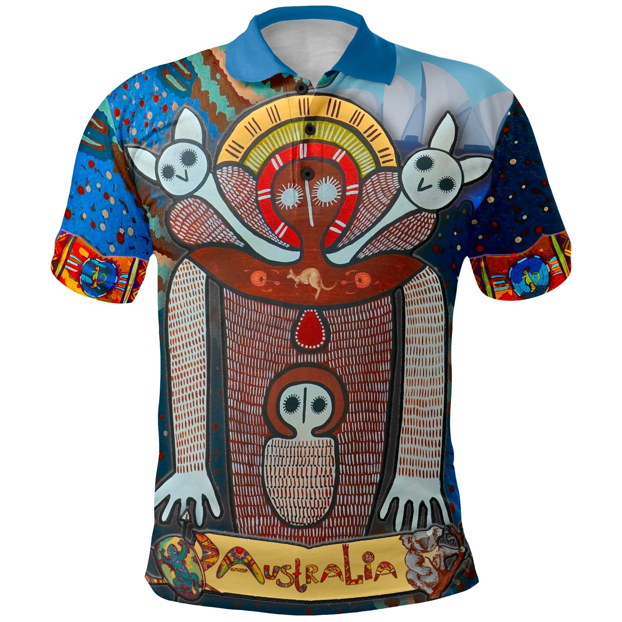 Aboriginal Polo - Wandjina PBlue Collar Australian Aboriginal Mythology My Australia Polo Shirt