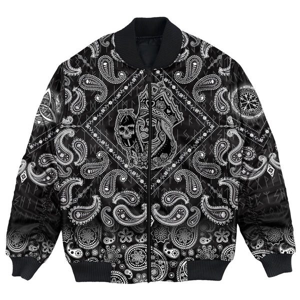 Viking Bomber Jacket Medieval Castle Queen with Bandana Paisley Style