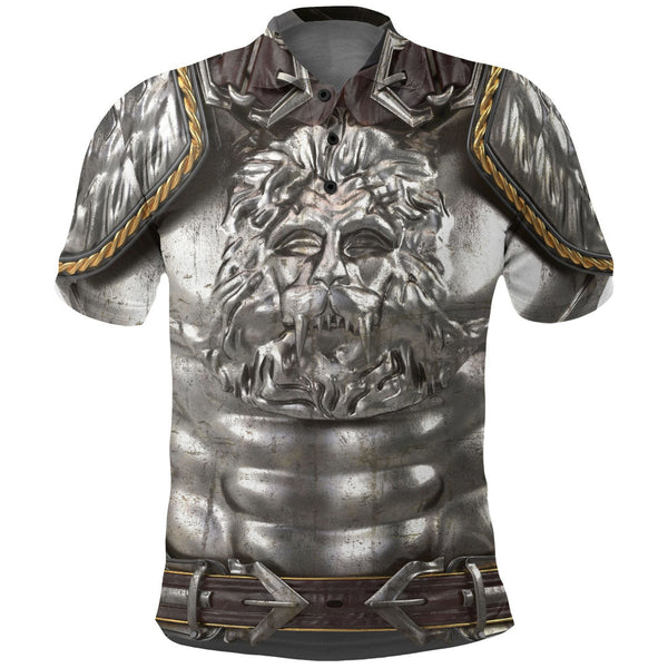 Viking Polo Shirt Medieval Armor On The Body In The Style Of A Lion With Large Shoulder Pads