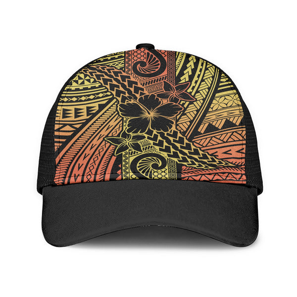 Hawaiian Reggae Mesh Back Cap Polynesian Hibiscus Style