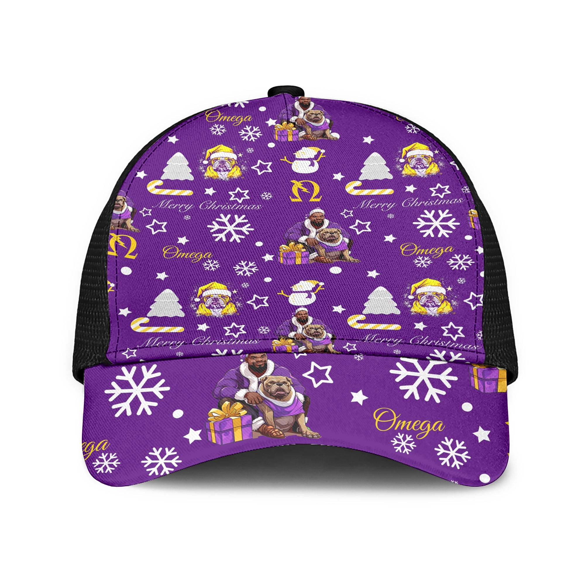 Fraternity Cap - OPP Christmas Mesh Back Cap Bulldog Purple Pattern Style