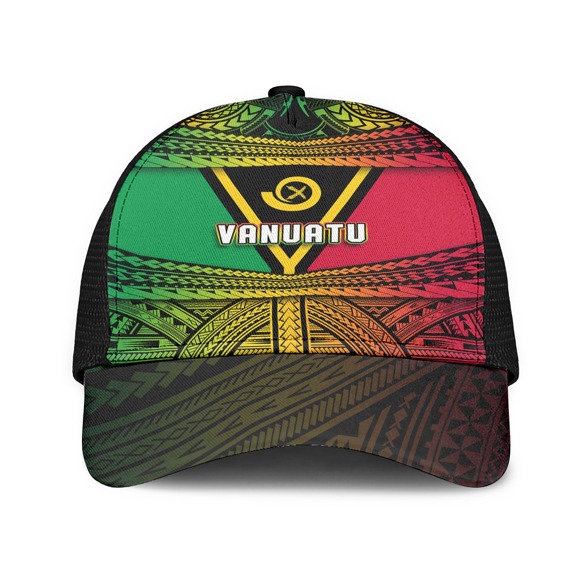 Vanuatu Flag & Coat Of Arms Mesh Back Cap Reggae Style