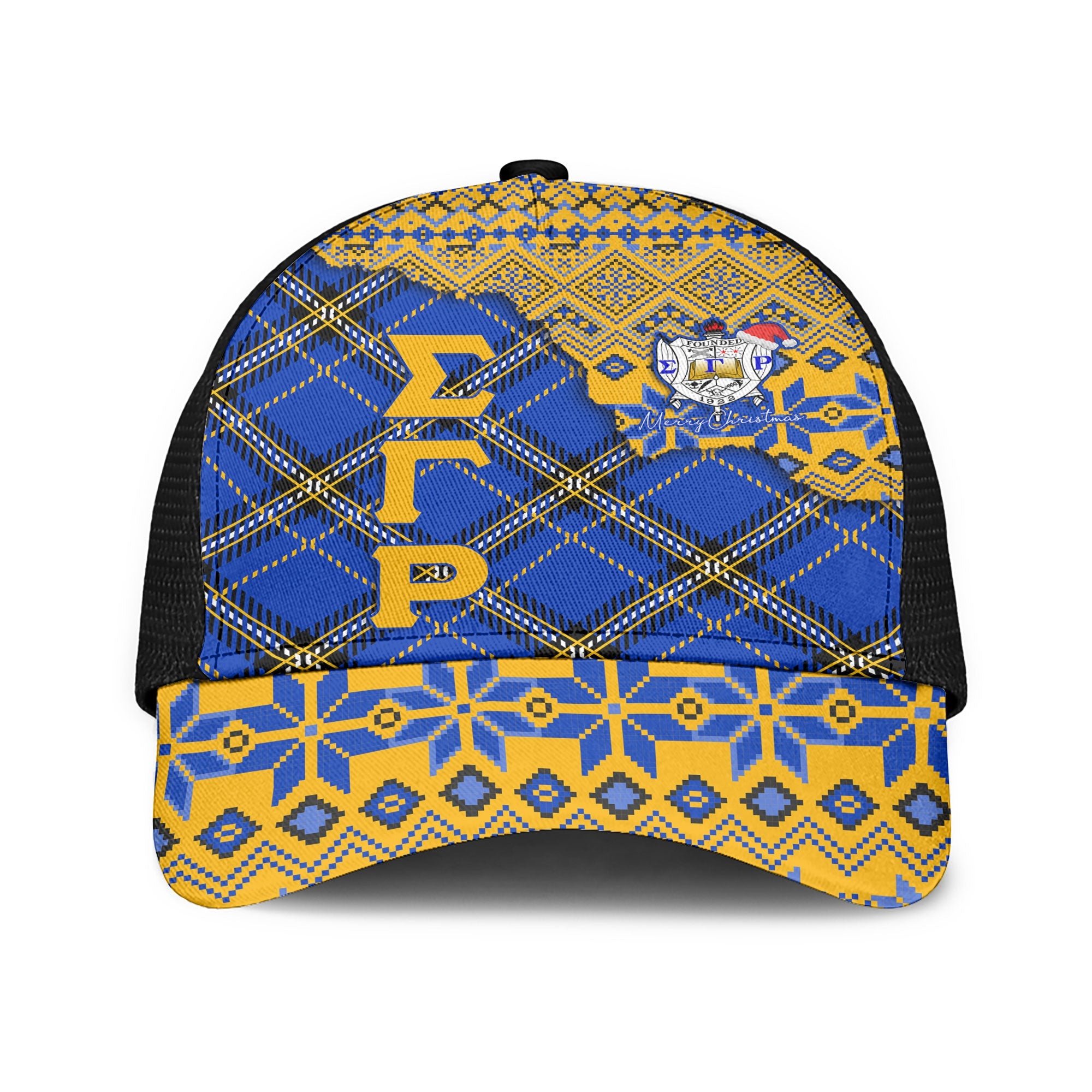 Sorority Cap - Christmas Sigma Gamma Rho Girl Mesh Back Cap Plaid Background Style